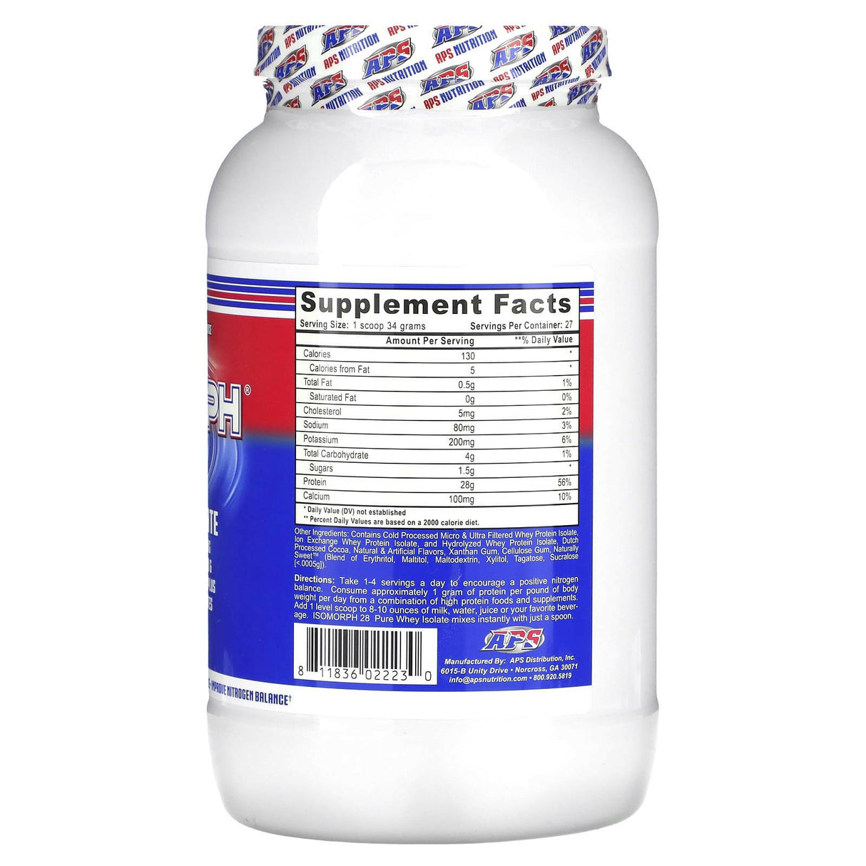 APS, Isomorph 28, Pure Whey Isolate, Delicious Chocolate Fudge Pop, 2 lbs (907 g) - Supply Center USA