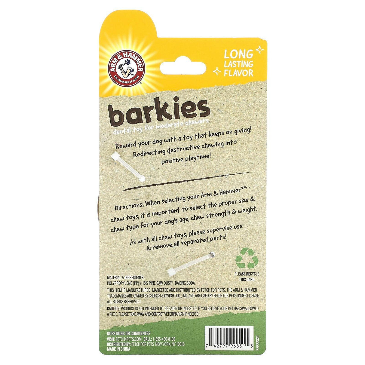 Arm & Hammer, Barkies for Moderate Chewers, Dental Toy for Dogs, Ring, Peanut Butter, 1 Toy - Supply Center USA