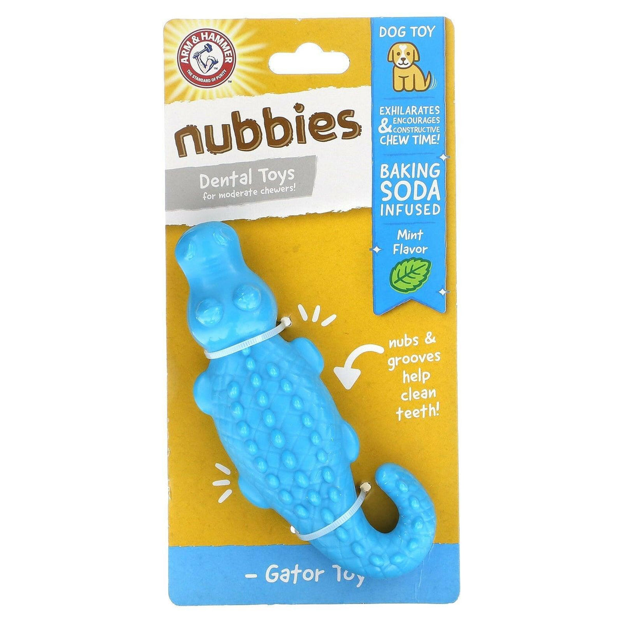 Arm & Hammer, Nubbies, Dental Toys for Moderate Chewers, Gator, Mint, 1 Toy - Supply Center USA