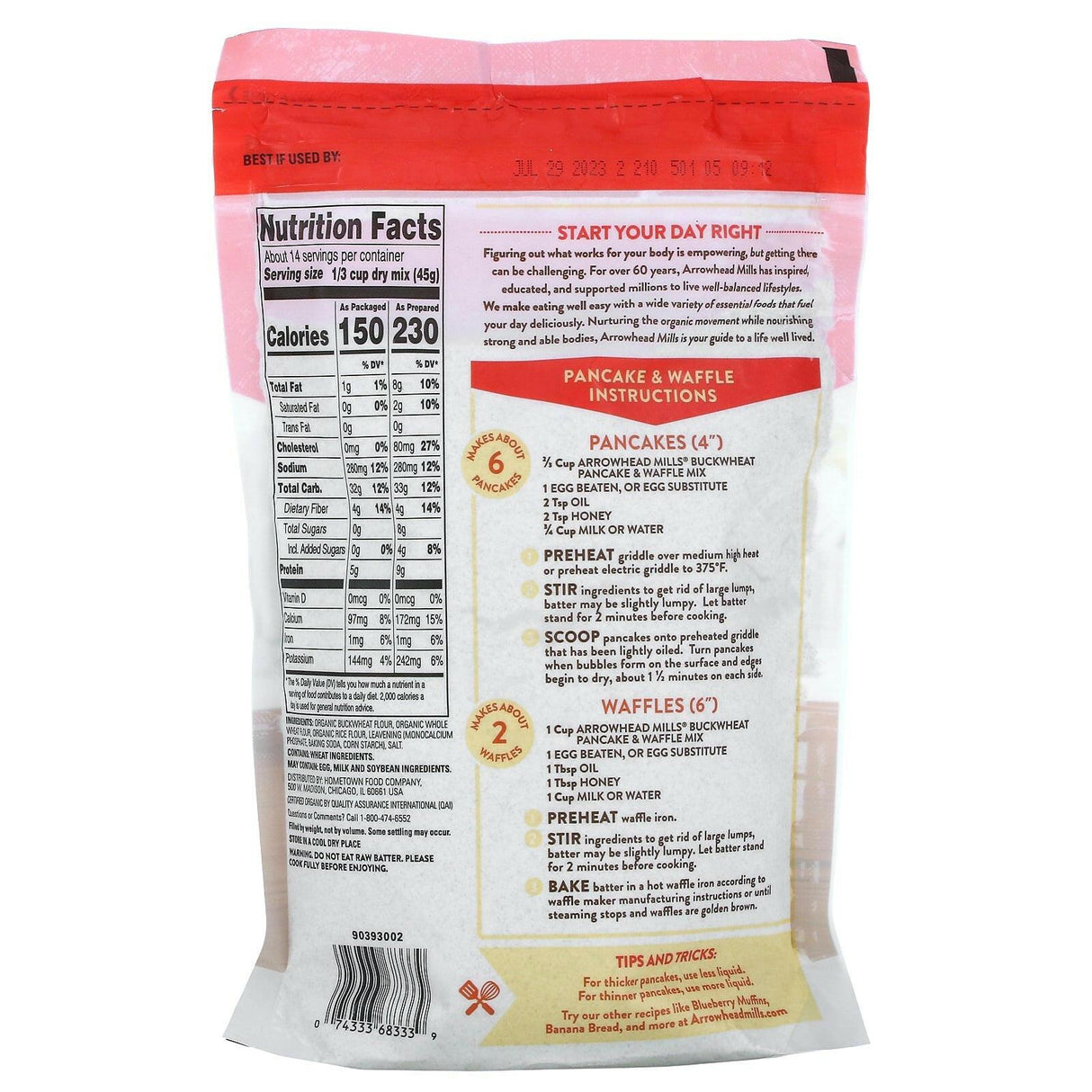 Arrowhead Mills, Organic Buckwheat Pancake & Waffle Mix, 1 lb 6 oz (623 g) - Supply Center USA