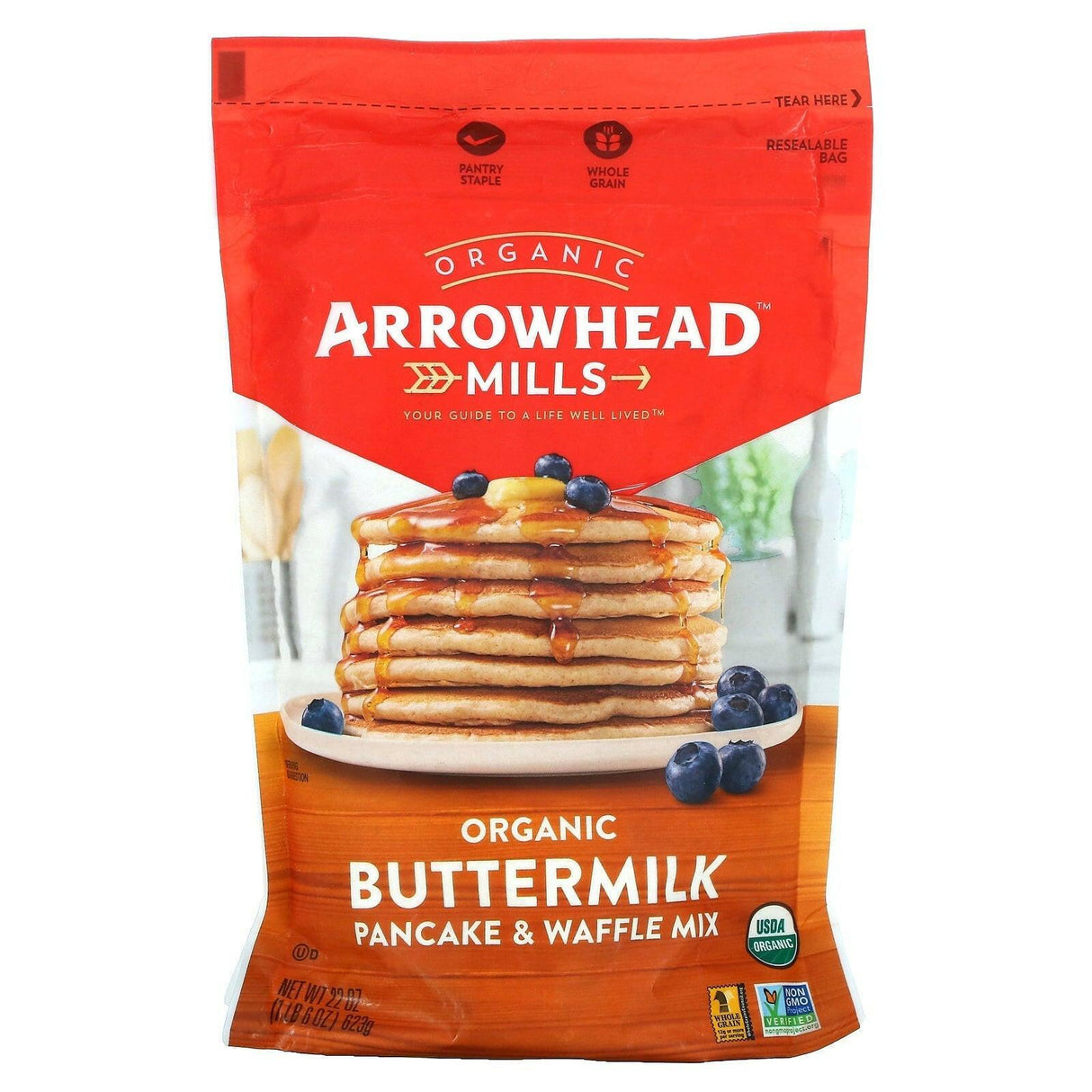 Arrowhead Mills, Organic Buttermilk Pancake & Waffle Mix, 1 lb 6 oz (623 g) - Supply Center USA