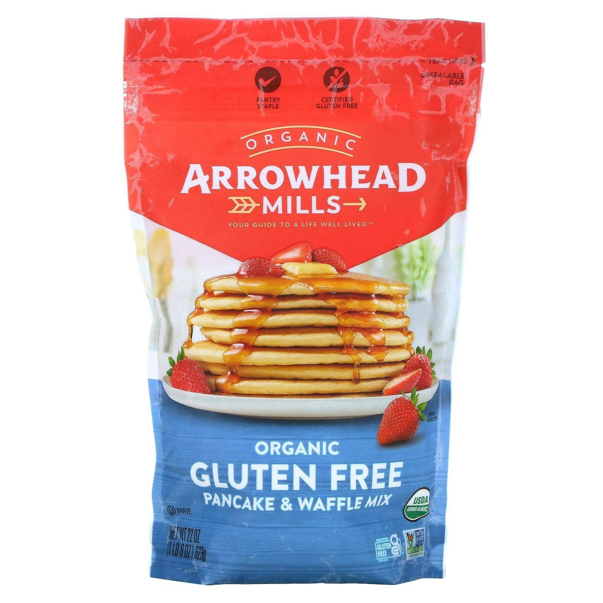 Arrowhead Mills, Organic Gluten Free Pancake & Waffle Mix, 1 lb 6 oz (623 g) - Supply Center USA