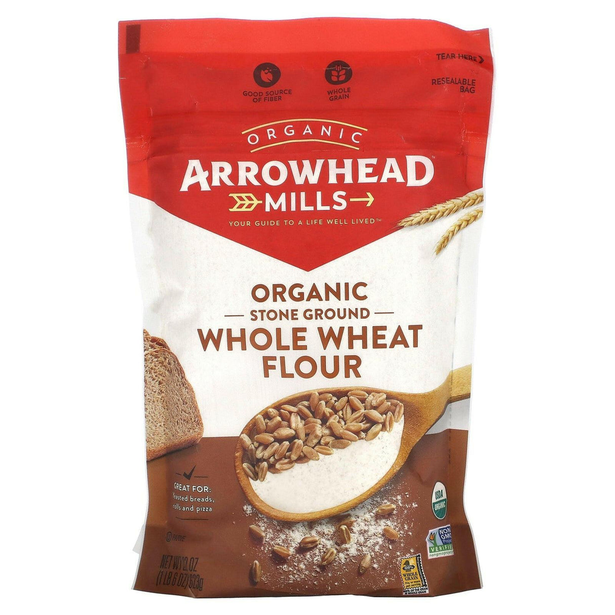 Arrowhead Mills, Organic Whole Wheat Flour, Stone Ground, 22 oz (623 g) - Supply Center USA