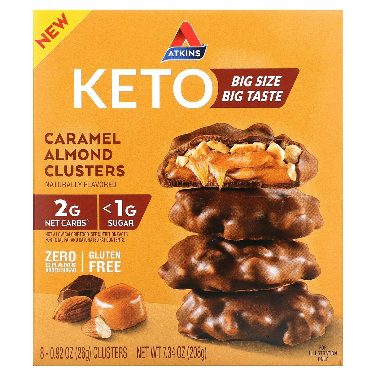 Atkins, Caramel Almond Clusters, 8 Clusters, 0.92 oz (26 g) Each - Supply Center USA