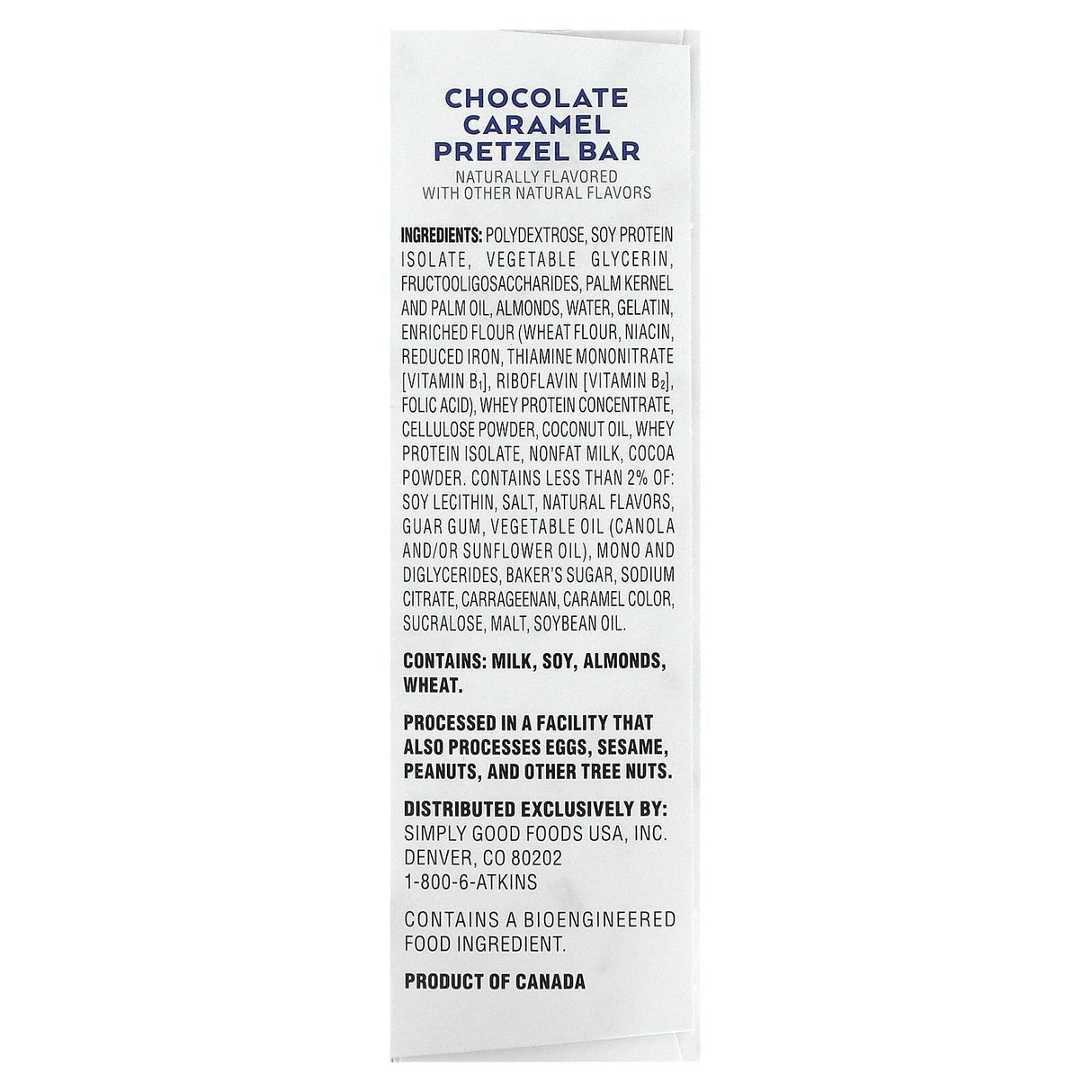 Atkins, Snack, Chocolate Caramel Pretzel Bar, 5 Bars, 1.34 oz (38 g) Each - Supply Center USA