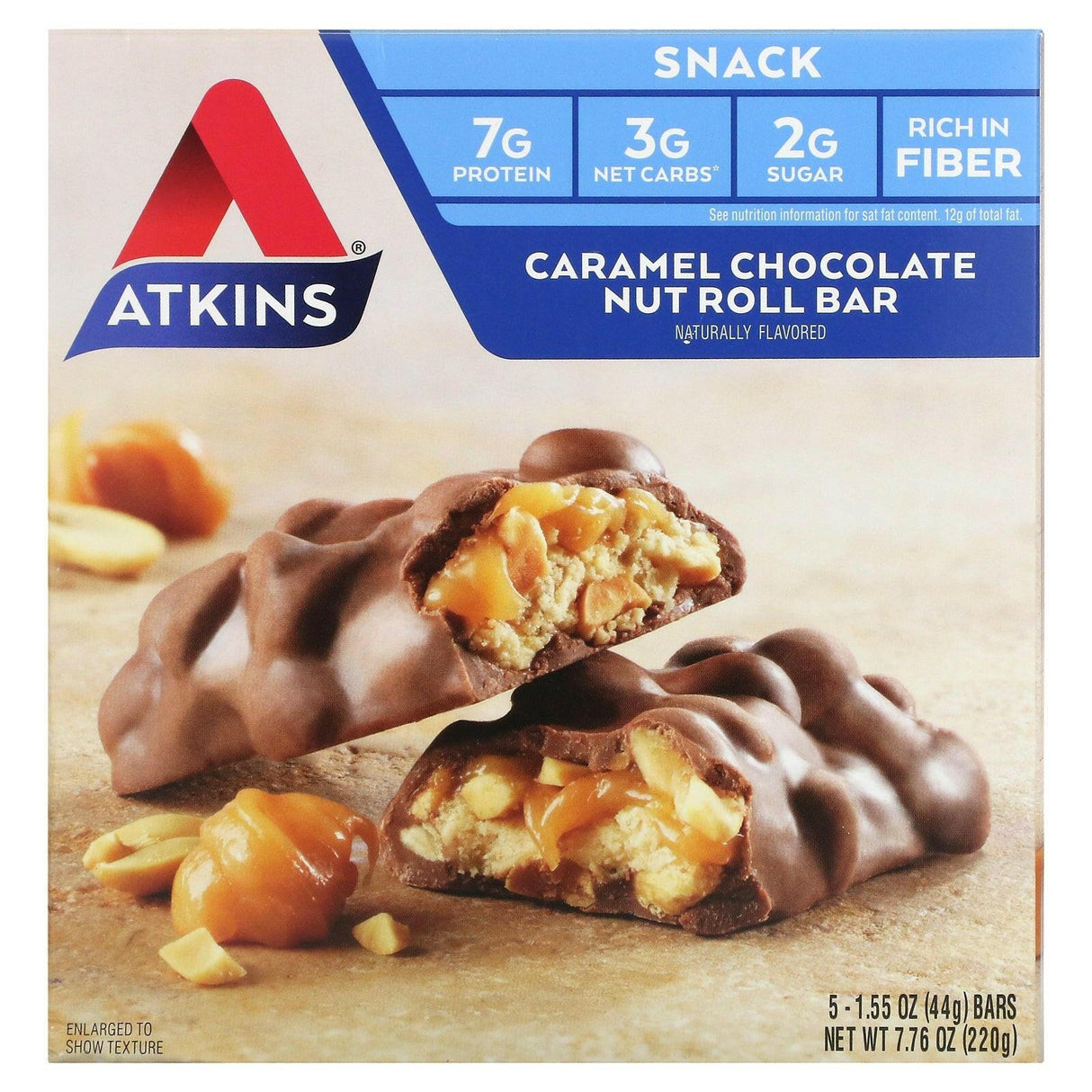 Atkins, Snack, Chocolate Caramel Pretzel Bar, 5 Bars, 1.34 oz (38 g) Each - Supply Center USA