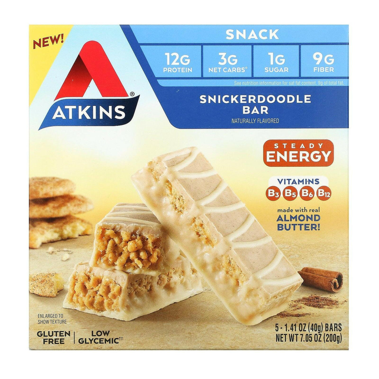 Atkins, Snack, Chocolate Caramel Pretzel Bar, 5 Bars, 1.34 oz (38 g) Each - Supply Center USA