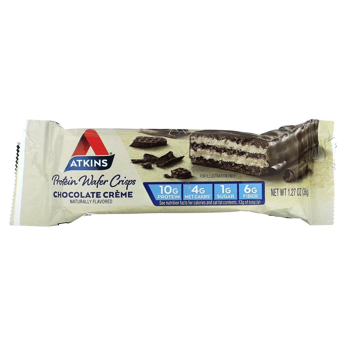 Atkins, Snack, Protein Wafer Crisps, Chocolate Creme, 5 Bars, 1.27 oz (36 g) Each - Supply Center USA
