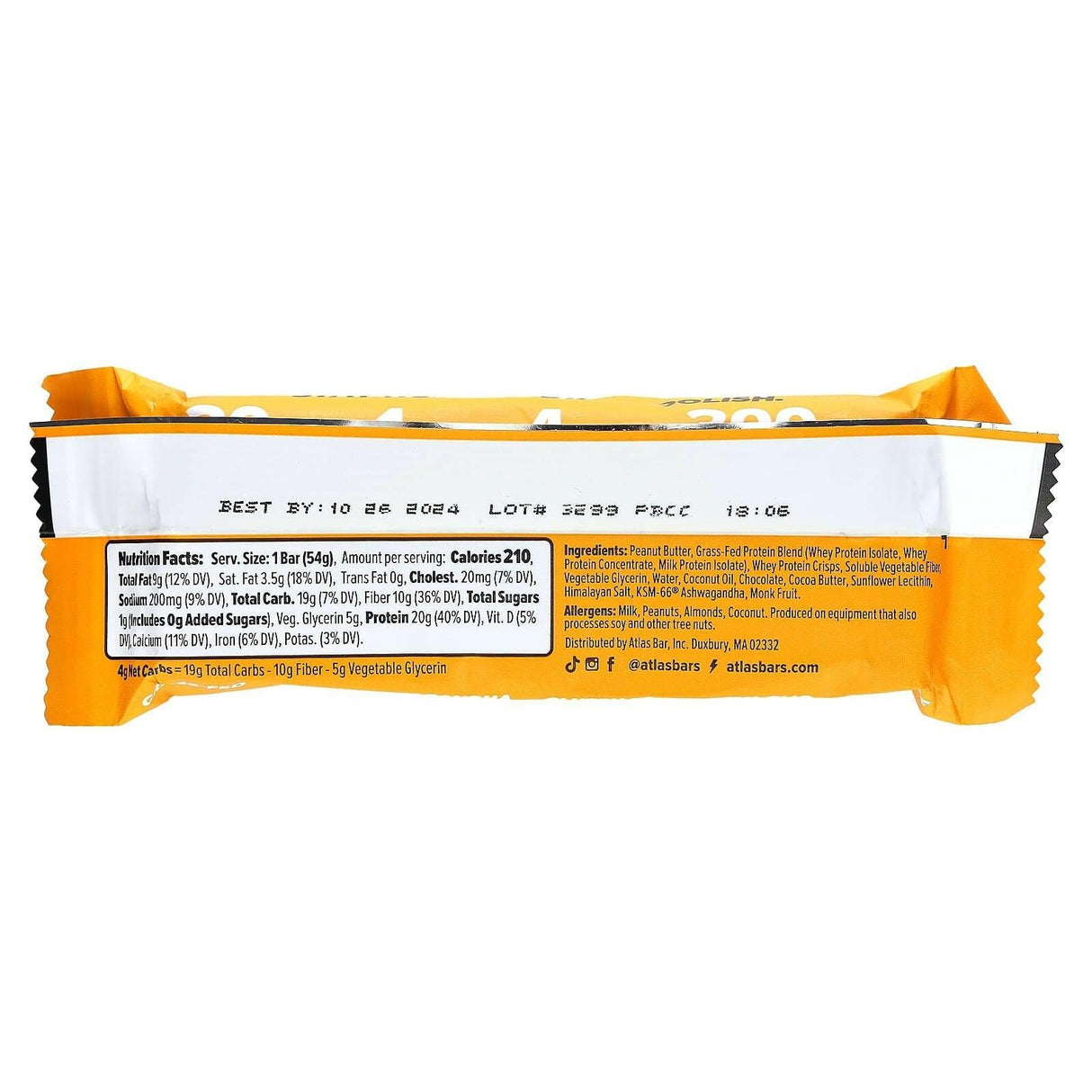 Atlas Bar, Inc, Protein Bar, Peanut Butter Chocolate Chip, 1.9 oz (54 g) - Supply Center USA