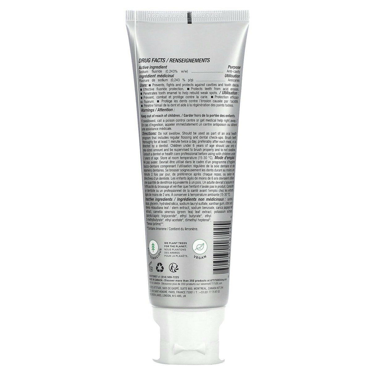 ATTITUDE, Kids, Fluoride Toothpaste, Watermelon, 4.2 oz (120 g) - Supply Center USA