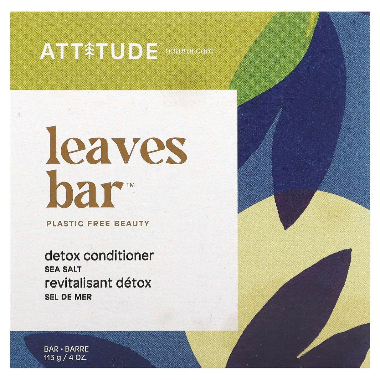 ATTITUDE, Leaves Bar, Hydrating Conditioner Bar, Herbal Musk, 4 oz (113 g) - Supply Center USA