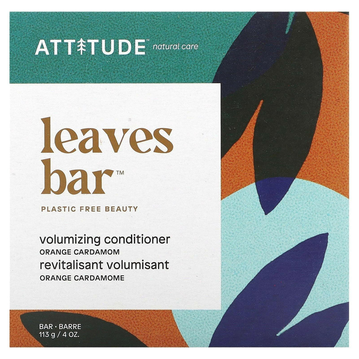 ATTITUDE, Leaves Bar, Hydrating Conditioner Bar, Herbal Musk, 4 oz (113 g) - Supply Center USA
