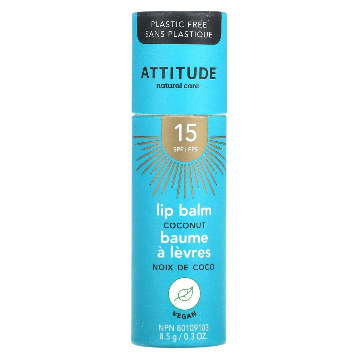 ATTITUDE, Lip Balm, SPF 15, Coconut, 0.3 oz (8.5 g) - Supply Center USA