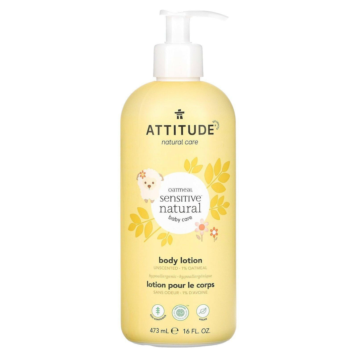 ATTITUDE, Oatmeal Sensitive Natural, Body Lotion, Unscented, 16 fl oz (473 ml) - Supply Center USA
