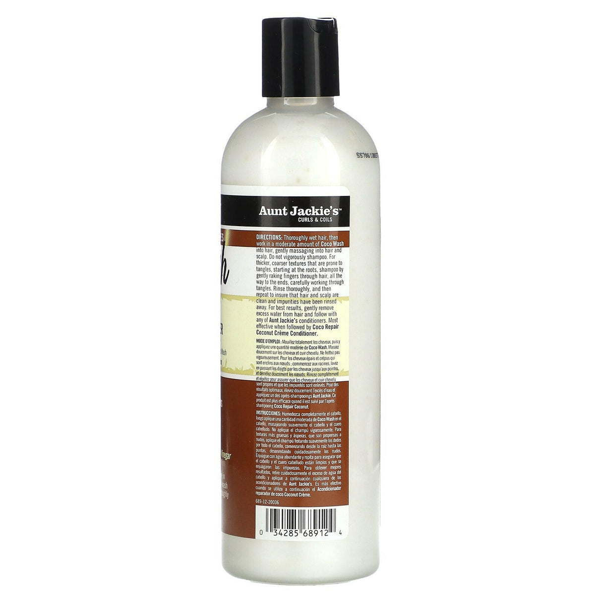 Aunt Jackie's Curls & Coils, Cocoa Wash, Coconut Milk Conditioning Cleanser, 12 fl (355 ml) - Supply Center USA