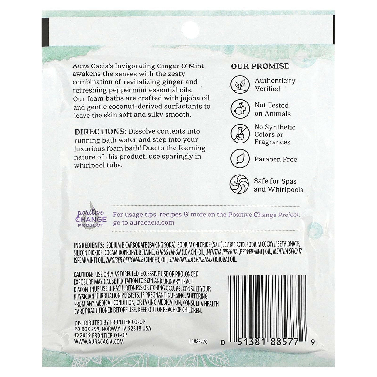 Aura Cacia, Aromatherapy Foam Bath, Ginger & Mint, 2.5 oz (70.9 g) - Supply Center USA