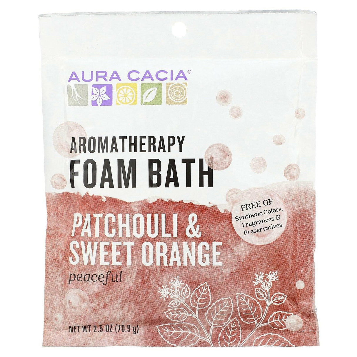Aura Cacia, Aromatherapy Foam Bath, Patchouli & Sweet Orange, 2.5 oz (70.9 g) - Supply Center USA
