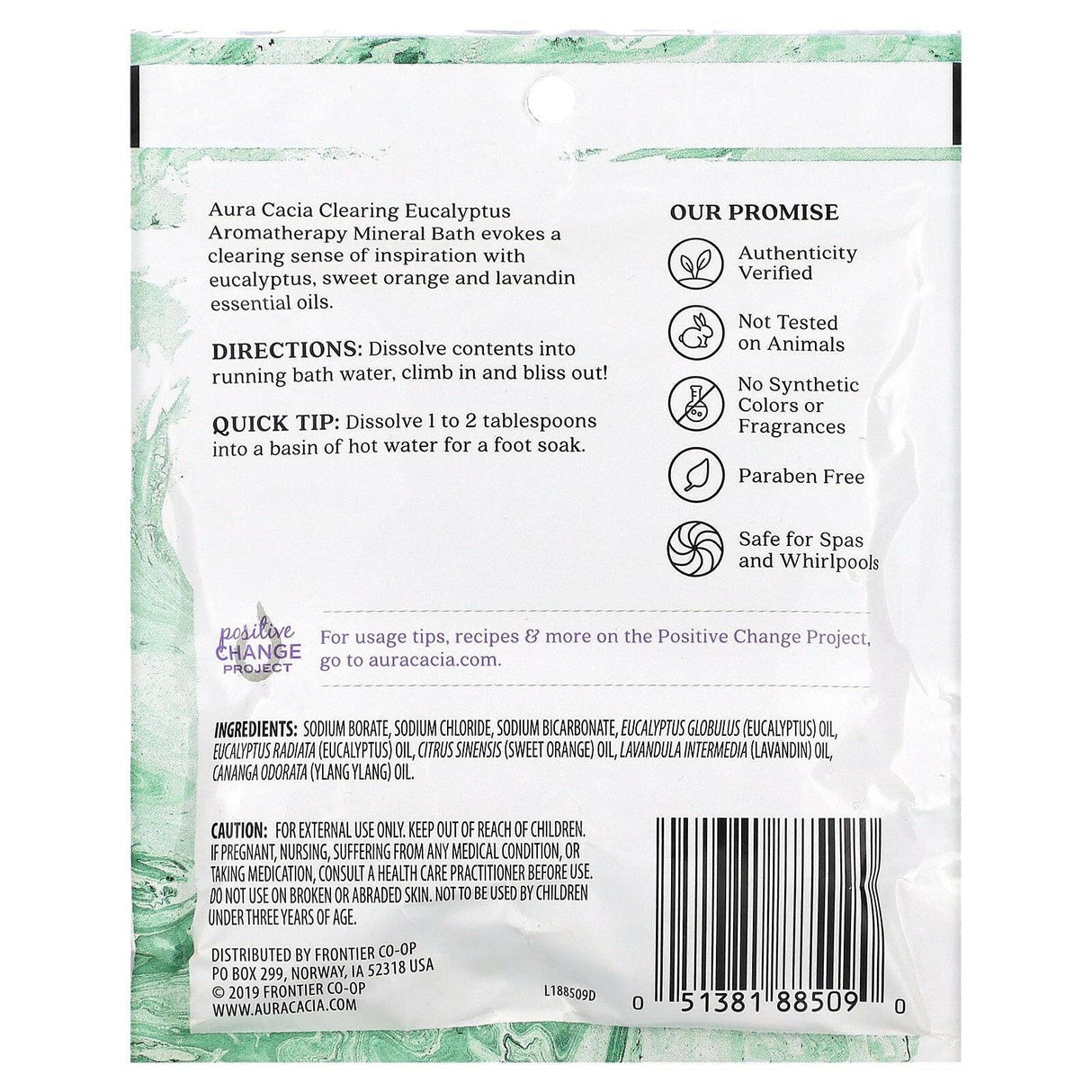 Aura Cacia, Aromatherapy Mineral Bath, Clearing Eucalyptus, 2.5 oz (70.9 g) - Supply Center USA
