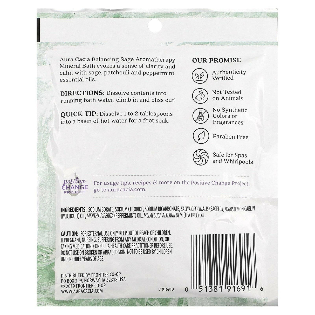 Aura Cacia, Aromatherapy Mineral Bath, Sage, 2.5 oz (70.9 g) - Supply Center USA