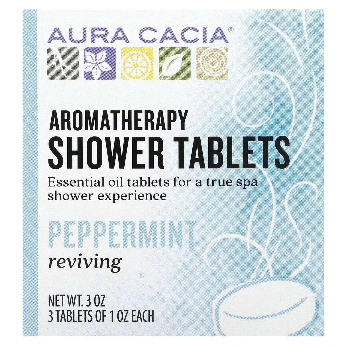 Aura Cacia, Aromatherapy Shower Tablets, Eucalyptus, 3 Tablets, 1 oz Each - Supply Center USA