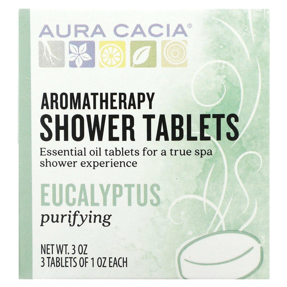 Aura Cacia, Aromatherapy Shower Tablets, Reviving Peppermint, 3 Tablets, 1 oz Each - Supply Center USA