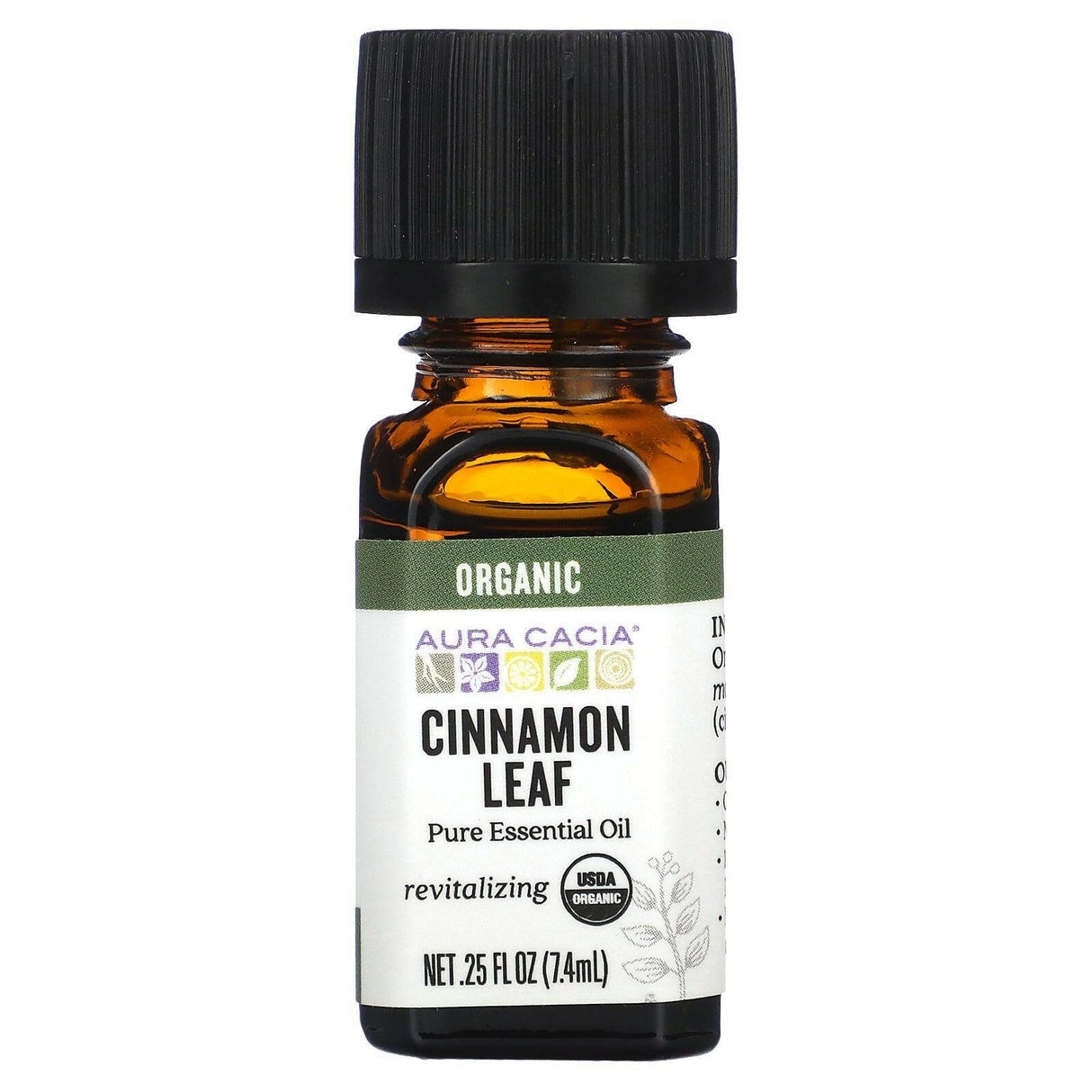 Aura Cacia, Pure Essential Oil, Organic Cinnamon Leaf, 0.25 fl oz (7.4 ml) - Supply Center USA