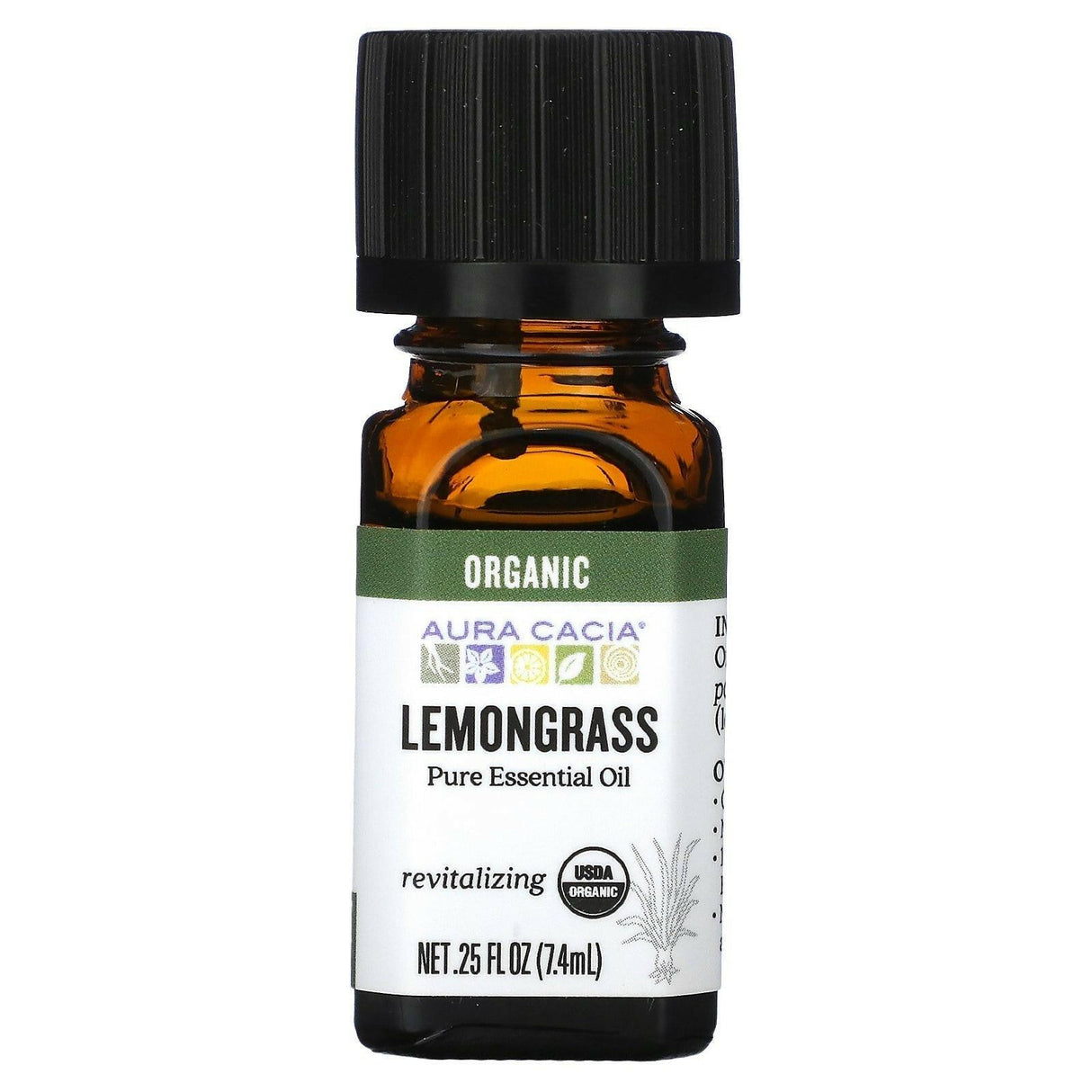 Aura Cacia, Pure Essential Oil, Organic Lemongrass, 0.25 fl oz (7.4 ml) - Supply Center USA