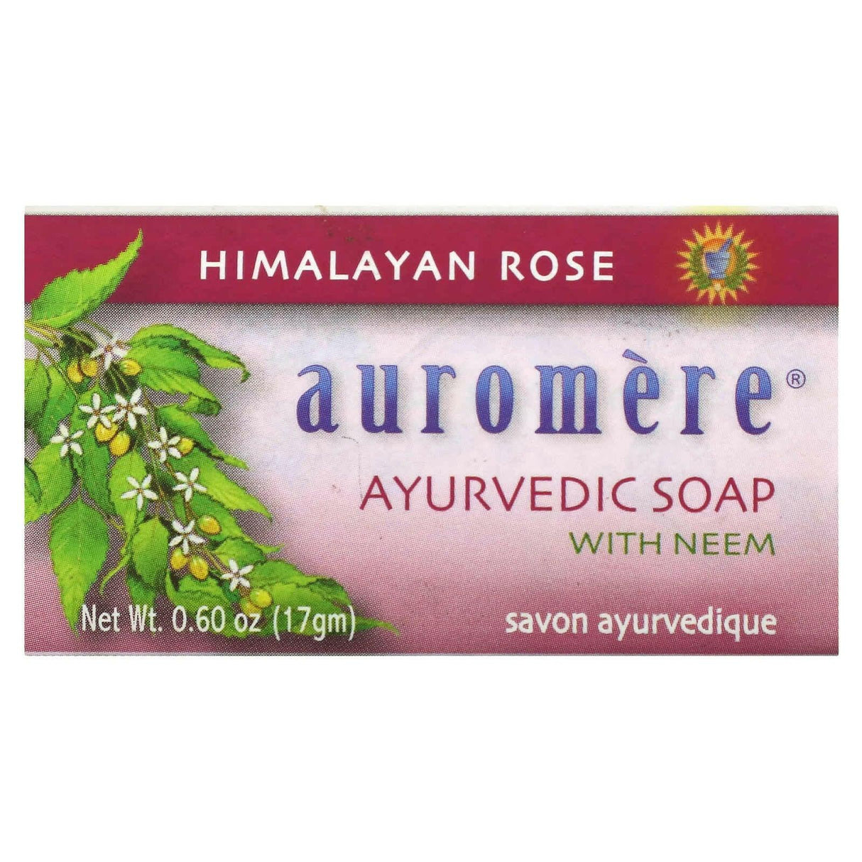 Auromere, Ayurvedic Bar Soap with Neem, Himalayan Rose, 0.6 oz (17 g) - Supply Center USA