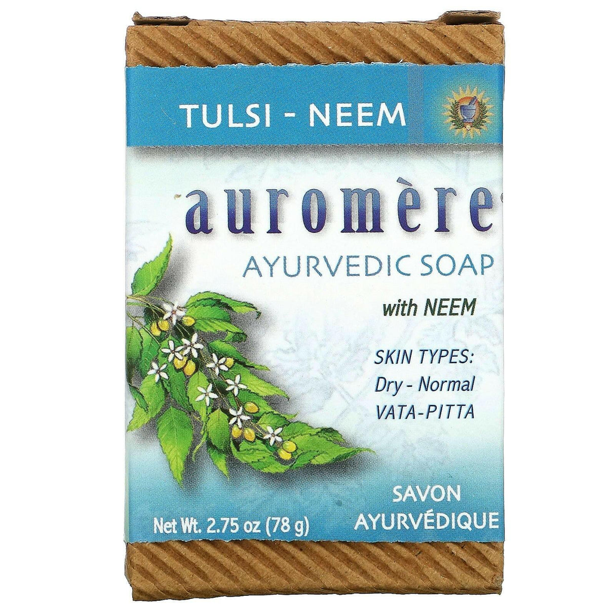 Auromere, Ayurvedic Bar Soap with Neem, Tulsi-Neem, 2.75 oz (78 g) - Supply Center USA