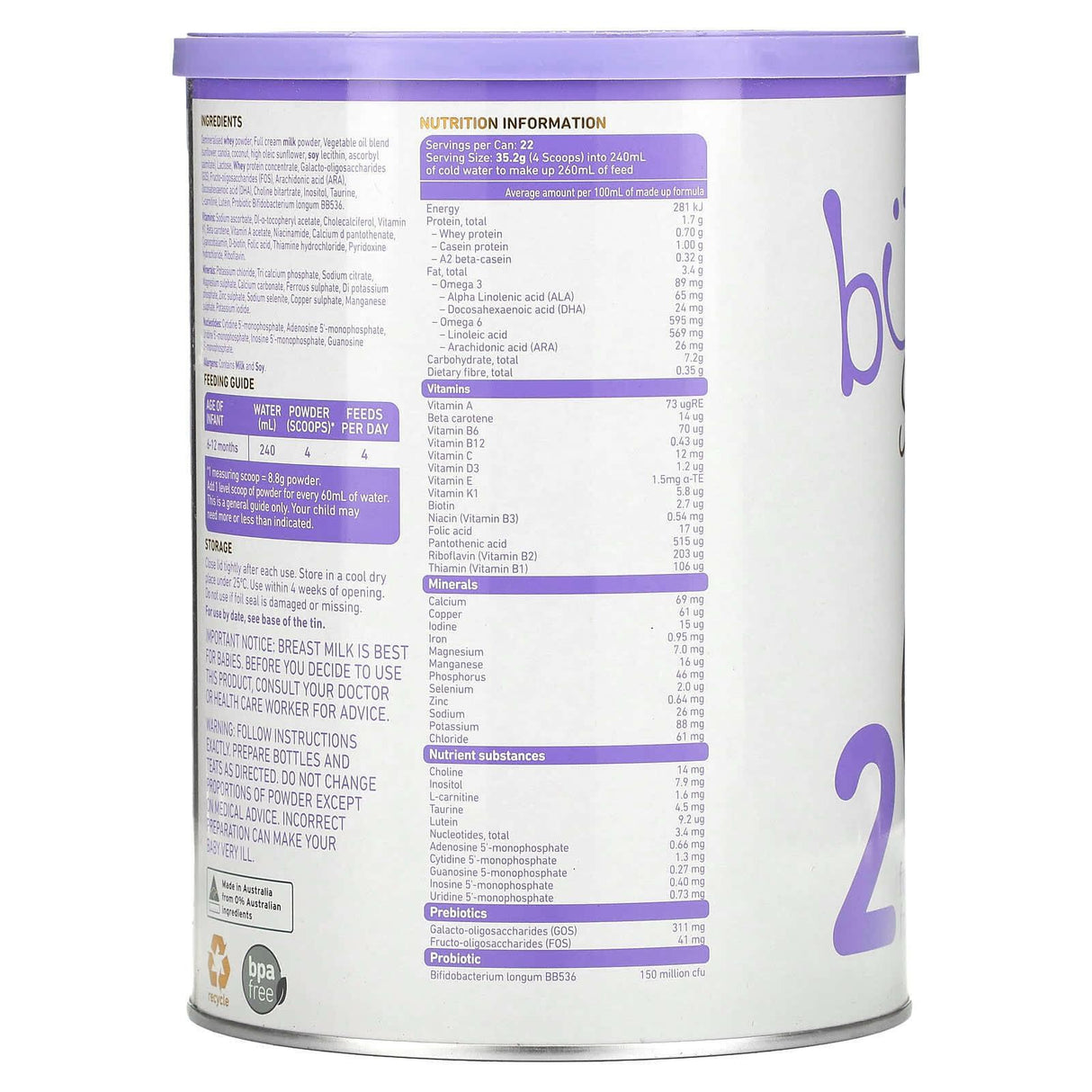 Aussie Bubs, Supreme Follow-On Formula, 6-12 Months, 800 g - Supply Center USA