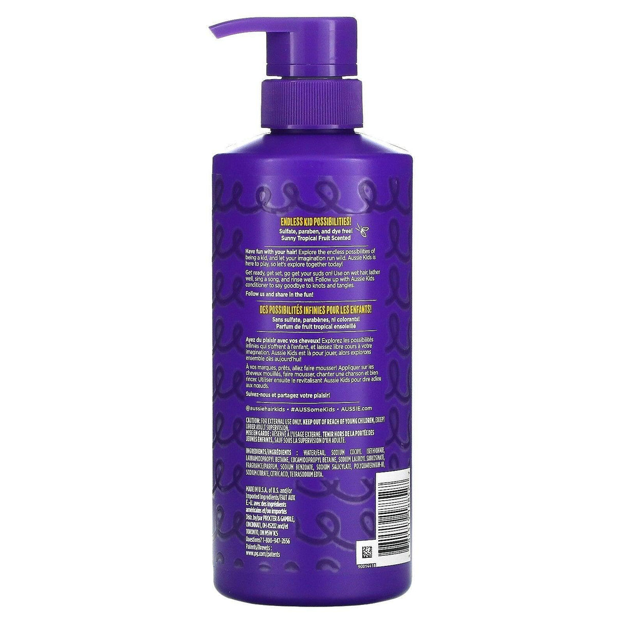 Aussie, Kids, Curly Shampoo, Sunny Tropical Fruit, 16 fl oz (475 ml) - Supply Center USA