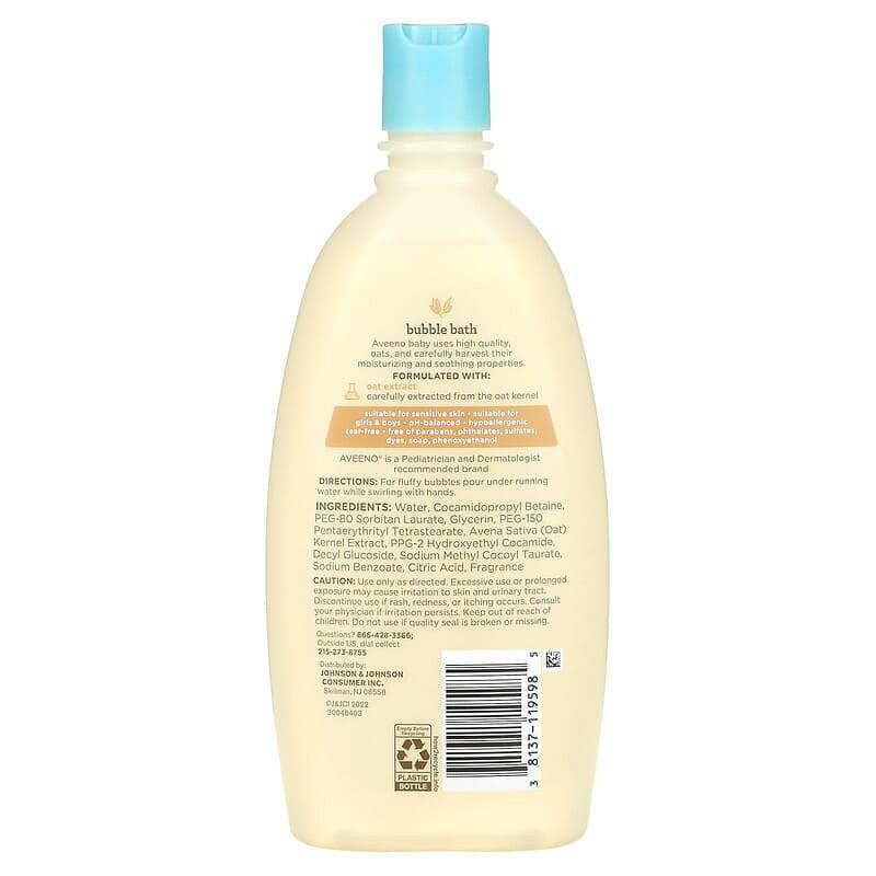 Aveeno, Baby, Bubble Bath with Oat Extract , 19.2 fl oz (568 ml) - Supply Center USA