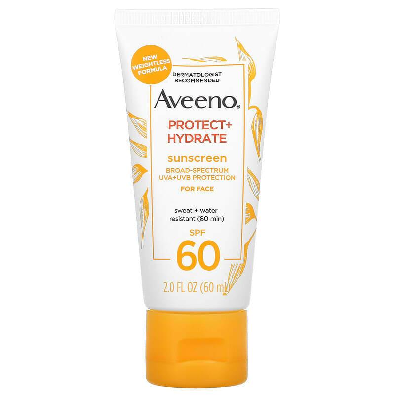 Aveeno, Protect + Hydrate, Sunscreen, For Face, SPF 60, 2 fl oz (60 ml) - Supply Center USA