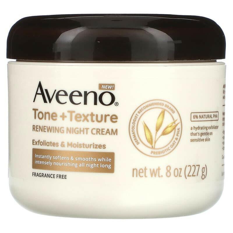 Aveeno, Tone + Texture Renewing Night Cream, Fragrance Free, 8 oz (227 g) - Supply Center USA
