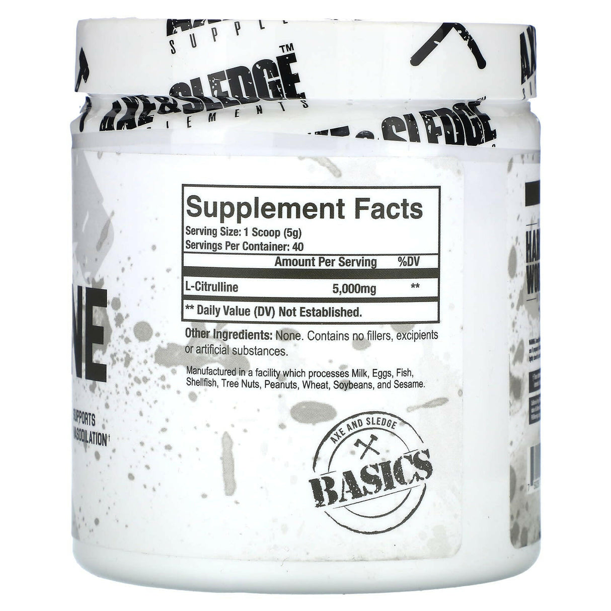 Axe & Sledge Supplements, Basics, Citrulline, Unflavored, 7.05 oz (200 g) - Supply Center USA