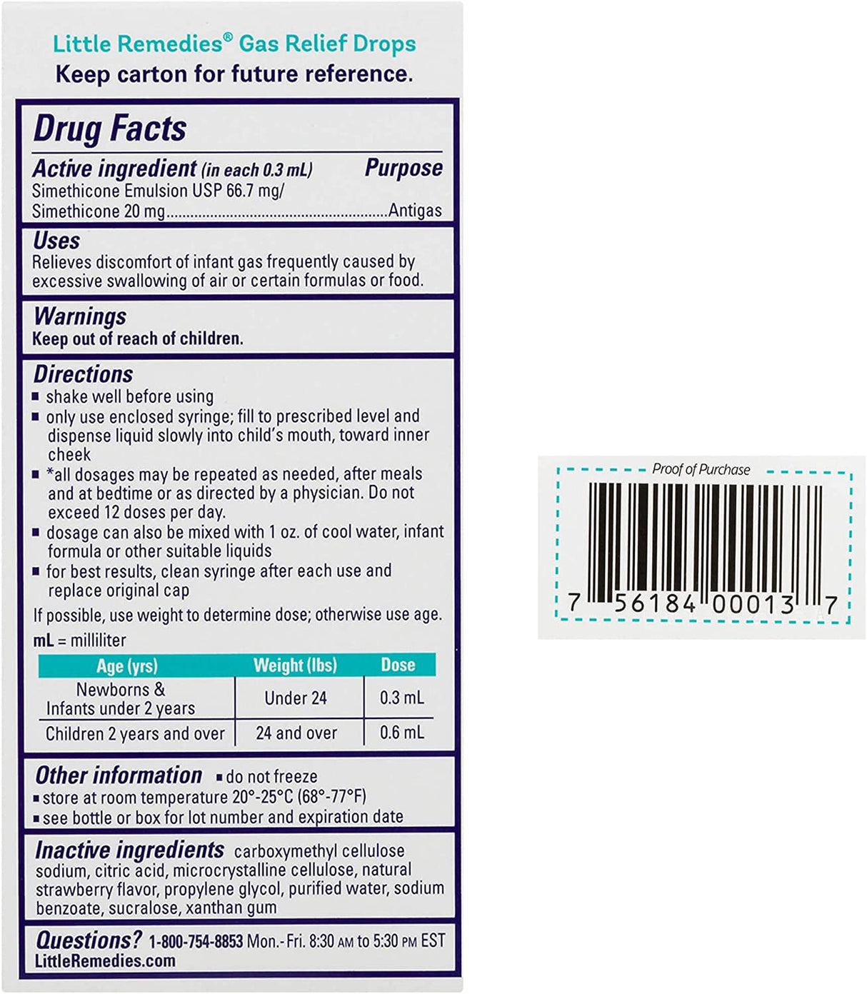 Little Remedies Gas Relief Drops, Natural Berry Flavor, Safe for Newborns, 1 Fl Oz