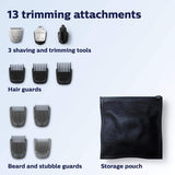 Philips Norelco Multi Groomer All-In-One Trimmer Series 3000-13 Piece Mens Grooming Kit for Beard, Face, Nose, Ear Hair Trimmer and Hair Clipper - NO Blade Oil Needed, MG3740/40