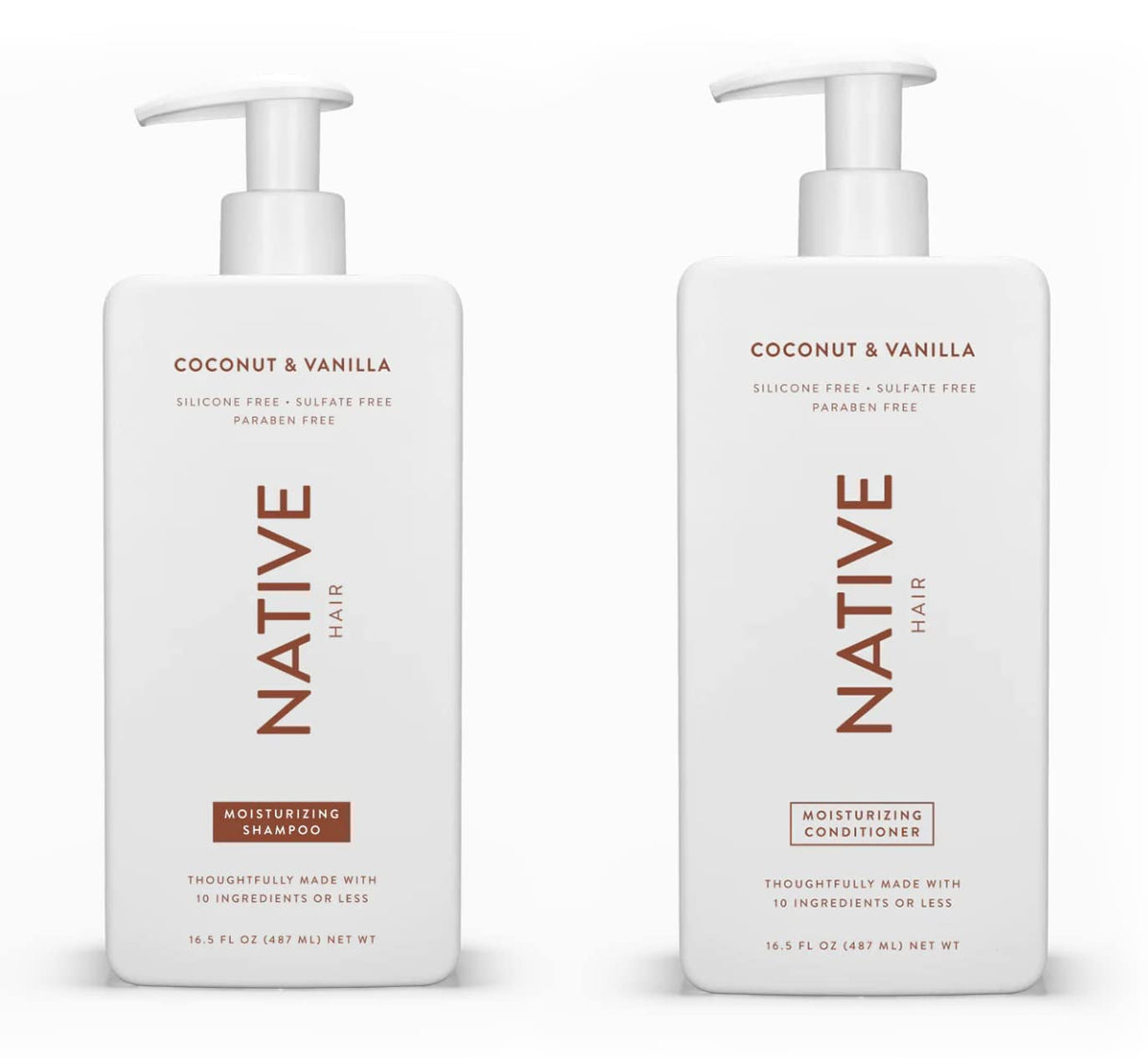 Native Shampoo and Conditioner Contain Naturally Derived Ingredients| All Hair Type Color & Treated, Fine to Dry Damaged, Sulfate & Dye Free - Almond & Shea Butter, 16.5 Fl Oz Each (2 Pack)