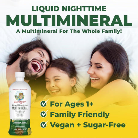 Maryruth Organics Nighttime Liquid Multimineral Sleep Supplement, Sugar Free, Calm Magnesium Citrate Sleep, NO Melatonin, Calcium Magnesium Zinc, 4 Flavors Available, Vegan, Gluten Free, 32 Servings - Supply Center USA