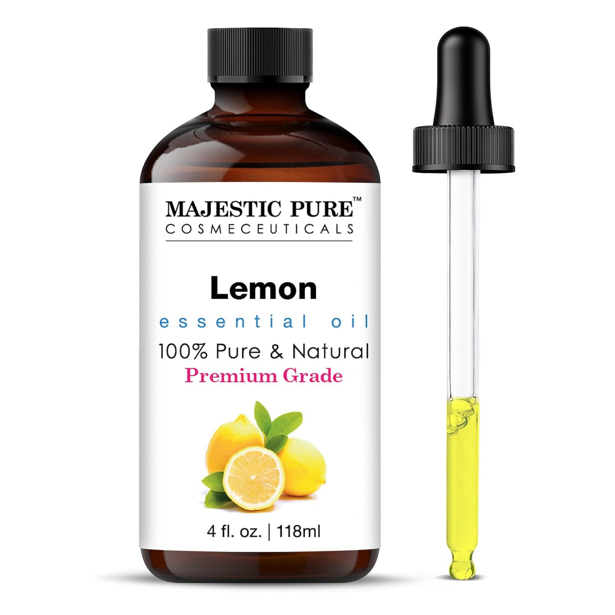Majestic Pure Lavender Essential Oil with Glass Dropper | 100% Pure and Natural Lavender Oil | Premium Grade Essential Oils for Diffusers, Skin, Aromatherapy, Massage | 4 Fl Oz
