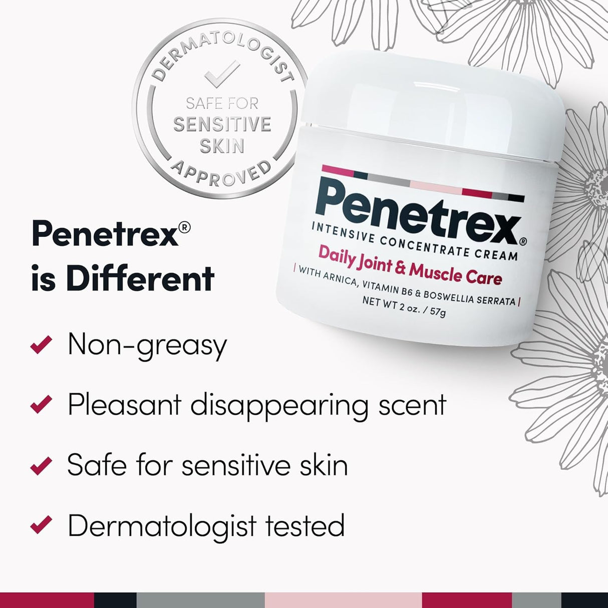 Penetrex Joint & Muscle Therapy – Soothing Comfort for Back, Neck, Hands, Feet – Premium Whole Body Rub with Arnica, Vitamin B6 MSM & Boswellia – Non-Greasy 2Oz Cream