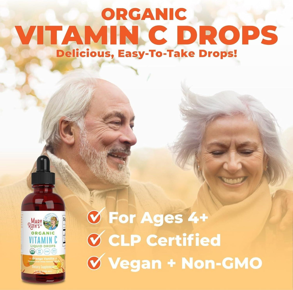 Maryruth Organics Vitamin C Drops | USDA Organic Vitamin C Liquid Drops for Adults | Men & Women | Vitamin for Immune Support & Overall Health | Vegan | Non-Gmo | Gluten Free | 30 Servings - Supply Center USA