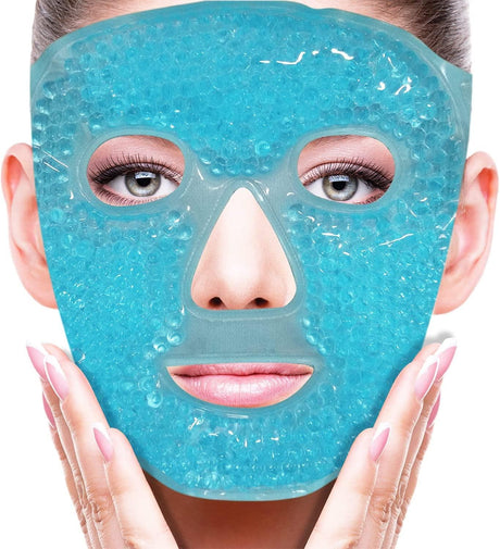 Cold Face Eye Mask Ice Pack Reduce Face Puff, Dark Circles, Gel Beads Hot Heat Cold Compress Pack, Face SPA for Woman Sleeping, Pressure, Headaches, Skin Care, Post Laser Care[Blue] - Supply Center USA