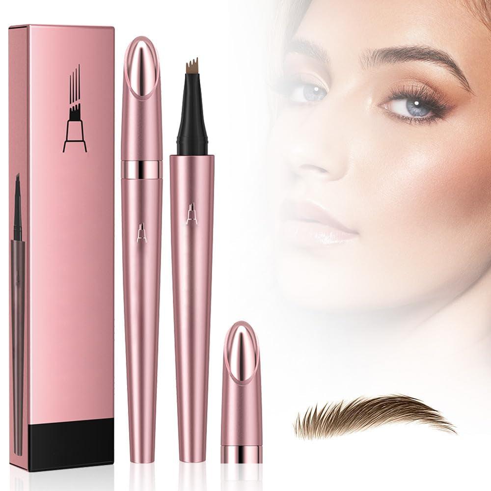 Eyebrow Microblading Pen, 2024 New Eyebrow Tattoo Pencil 4 Fork Tip 3D Microblading Eyebrow Pencil, Waterproof Natural Fine Stroke Magic Eyebrow Pencil for Women and Girl (Dark Brown) - Supply Center USA