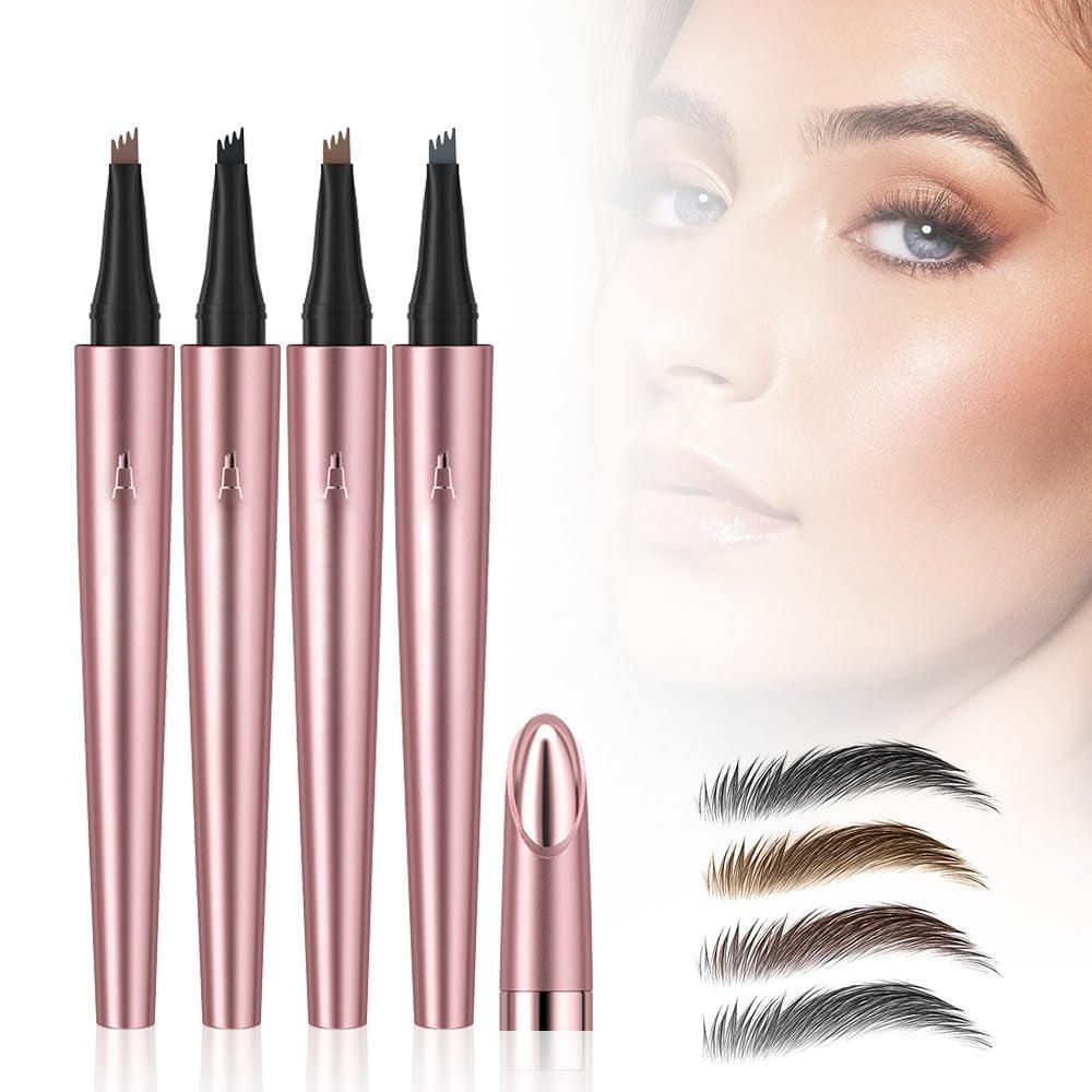 Eyebrow Microblading Pen, 2024 New Eyebrow Tattoo Pencil 4 Fork Tip 3D Microblading Eyebrow Pencil, Waterproof Natural Fine Stroke Magic Eyebrow Pencil for Women and Girl (Dark Brown) - Supply Center USA