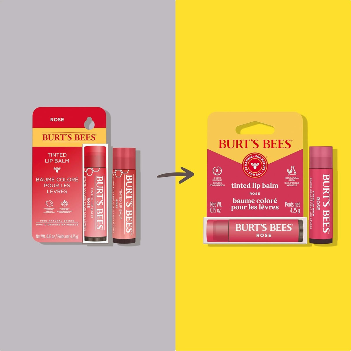 Burt’S Bees Tinted Lip Balm Rose; 8 Hour Moisture; Provides a Hint of Color; Nourishing Shea Butter; 100% Natural Origin; 1 Tube; 0.15 Oz. (Package May Vary)