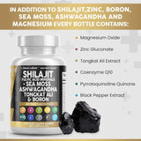 Clean Nutraceuticals Shilajit Supplement 10,000Mg with Sea Moss 6000Mg, Ashwagandha 6000Mg, Tongkat Ali, Boron, Magnesium - Fulvic Acid Capsules for Men - 90 Count - Supply Center USA