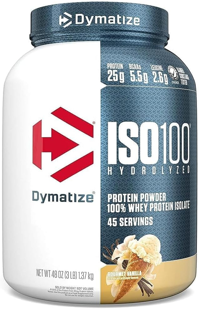 Dymatize ISO100 Hydrolyzed Protein Powder, 100% Whey Isolate, 25G of Protein, 5.5G Bcaas, Gluten Free, Fast Absorbing, Easy Digesting, Gourmet Vanilla, 20 Servings