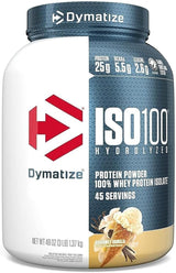 Dymatize ISO100 Hydrolyzed Protein Powder, 100% Whey Isolate, 25G of Protein, 5.5G Bcaas, Gluten Free, Fast Absorbing, Easy Digesting, Gourmet Vanilla, 20 Servings