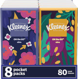 Kleenex On-The-Go Facial Tissues, 8 On-The-Go Packs, 10 Tissues per Box, 3-Ply (80 Total Tissues), Packaging May Vary